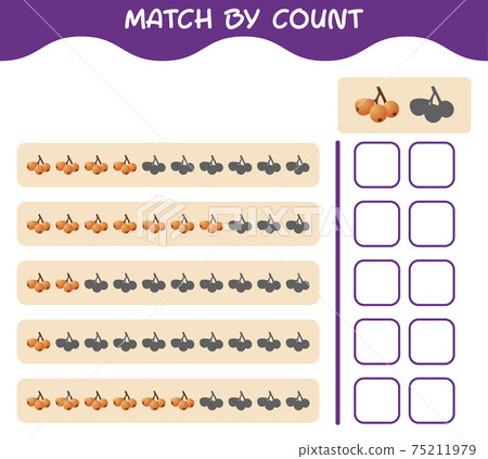 Match by count of cartoon loquat. Match and count game. Educational game for pre shool years kids and toddlers Match by count of cartoon loquat. Match and count game. Educational game for pre shool years kids and toddlers 75211979
