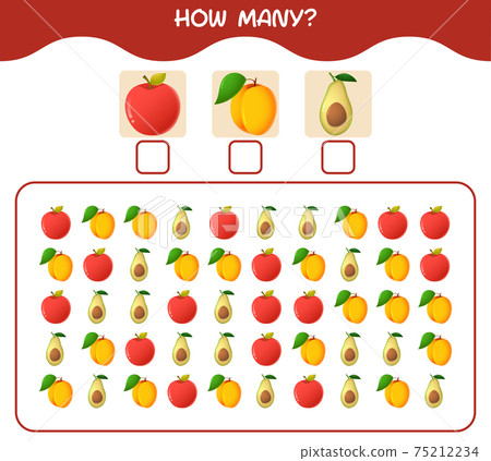 How many cartoon fruits. Counting game. Educational game for pre shool years kids and toddlers How many cartoon fruits. Counting game. Educational game for pre shool years kids and toddlers 75212234