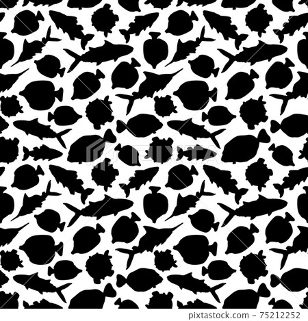 Black white Seamless pattern. Set of isolated... - Stock Illustration  [75212252] - PIXTA