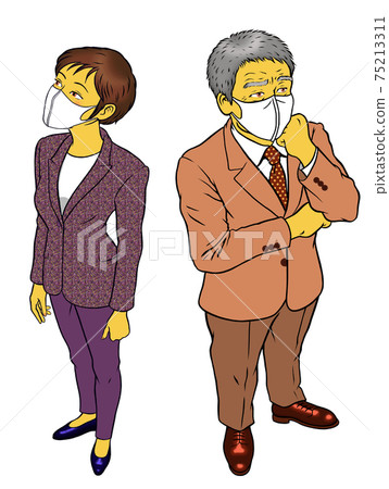 一名男經理和一名女僱員戴著口罩 75213311