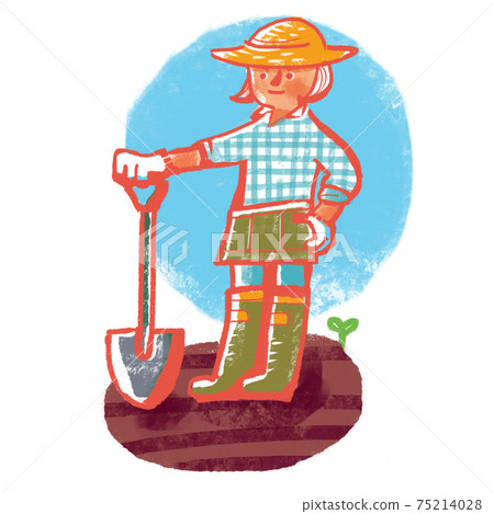 Woman with a shovel in the field - Stock Illustration [75214028] - PIXTA