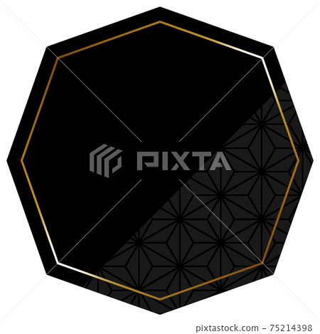 Regular octagonal frame Black & Gold Partially linen pattern Regular octagonal frame Black & Gold Partially linen pattern 75214398
