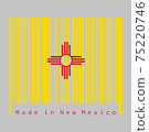 Barcode set the color of New Mexico flag, text: Made in New Mexico. concept of sale or business. 75220746