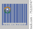 Barcode set the color of Nevada flag, The states of America, concept of sale or business. 75220747