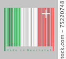 Barcode set the color of Neuchatel flag, The canton of Switzerland. 75220748