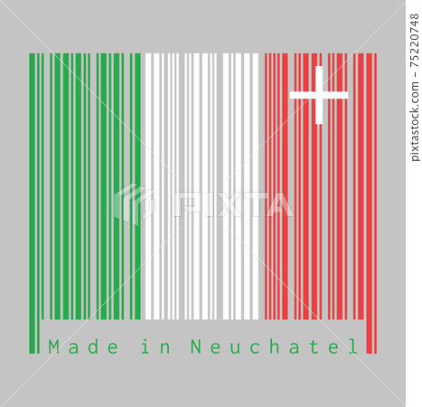Barcode set the color of Neuchatel flag, The canton of Switzerland. 75220748