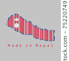Barcode set the shape to Nepal map outline and the color of Nepal flag on grey background. 75220749