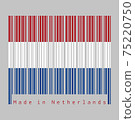 Barcode set the color of Netherlands flag,  red white, and blue color. 75220750