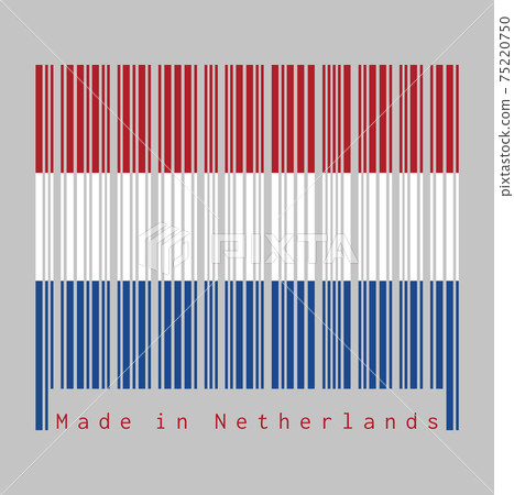 Barcode set the color of Netherlands flag,  red white, and blue color. 75220750