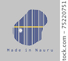 Barcode set the shape to Nauru map outline and the color of Nauru flag on grey background. 75220751