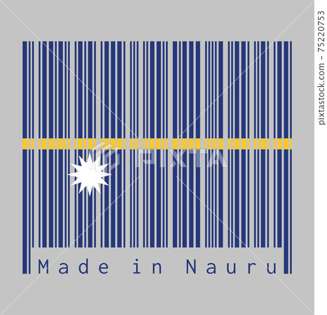 Barcode set the color of Nauru flag, text: Made in Nauru. concept of sale or business. Barcode set the color of Nauru flag, text: Made in Nauru. concept of sale or business. 75220753