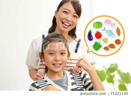 Cooking image of mom and daughter Cooking image of mom and daughter 75221136