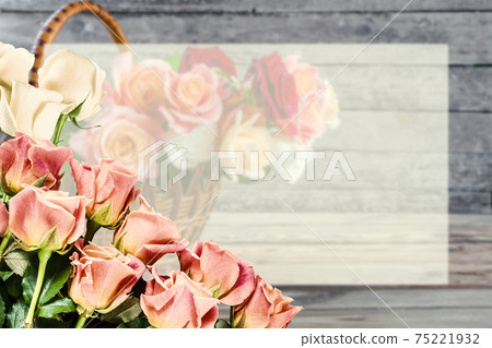 Spring card with rose flowers and place for text Spring card with rose flowers and place for text 75221932
