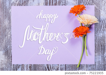 Greetings card with gerbera flowers for Happy Mothers Day Greetings card with gerbera flowers for Happy Mothers Day 75221935