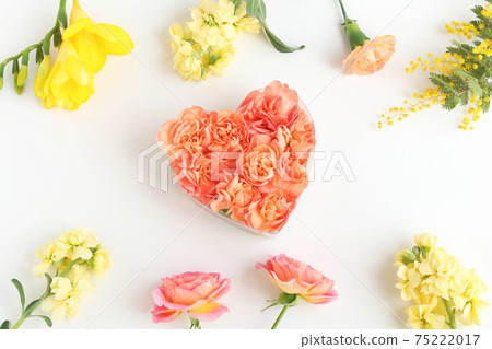 Flower frame and carnation heart Flower frame and carnation heart 75222017