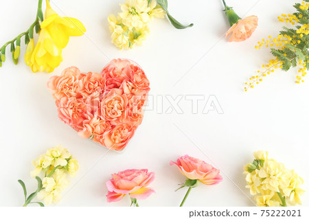 Flower frame and carnation heart Flower frame and carnation heart 75222021