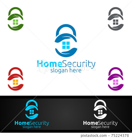 Lock Home Security Logo for Network, Internet, Monitoring, and Alarm 75224378