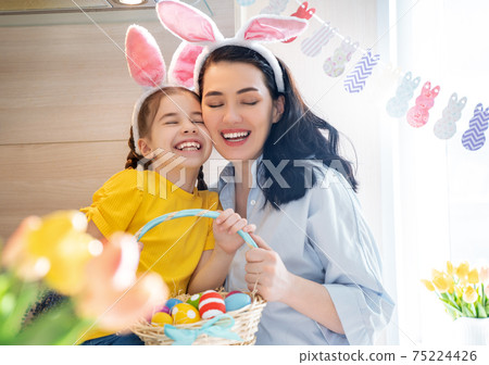 Family celebrating Easter Family celebrating Easter 75224426