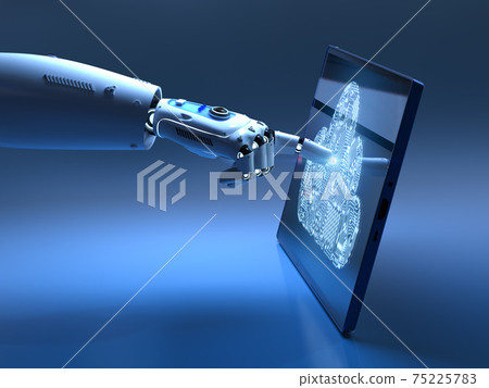 robot working with cloud computing 75225783