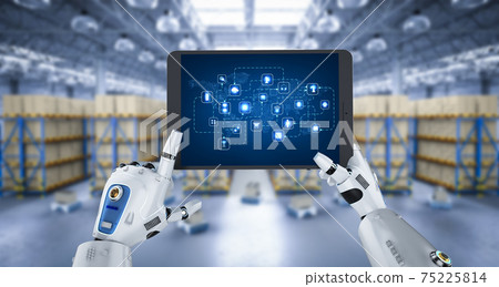 robot working with hud or graphic display - Stock Illustration ...