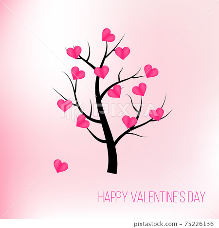 Happy valentines day tree with pink hearts - Stock Illustration ...