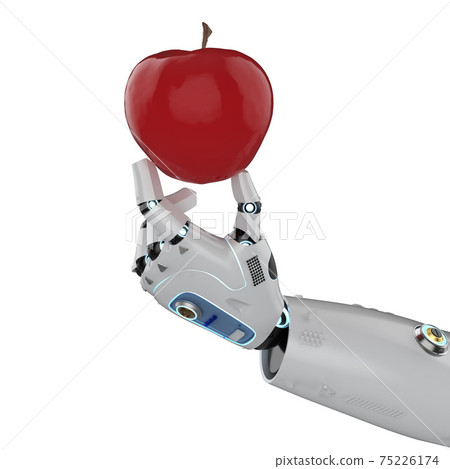 robot arm harvest red apple 75226174