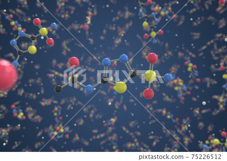 Molecule of Acetazolamide. Molecular model, science related 3d rendering 75226512