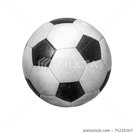 old leather soccer ball isolated on white background. old leather soccer ball isolated on white background. 75226567