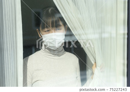 從窗口望出去的女孩(要求不要出門的圖像) 從窗口望出去的女孩(要求不要出門的圖像) 75227243