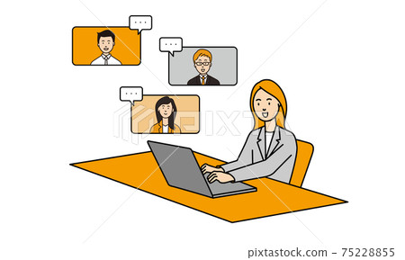 Woman in a suit having an online meeting 75228855