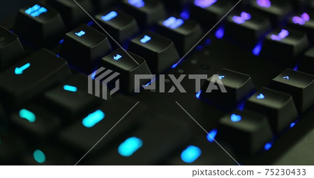 illuminated mechanical keyboard closeup photo 75230433