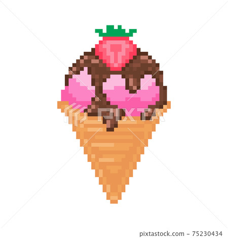 Pixel art ice cream cone. Pixel 8 bit... - Stock Illustration ...