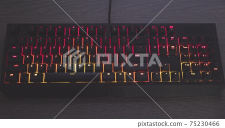 illuminated mechanical keyboard closeup photo 75230466