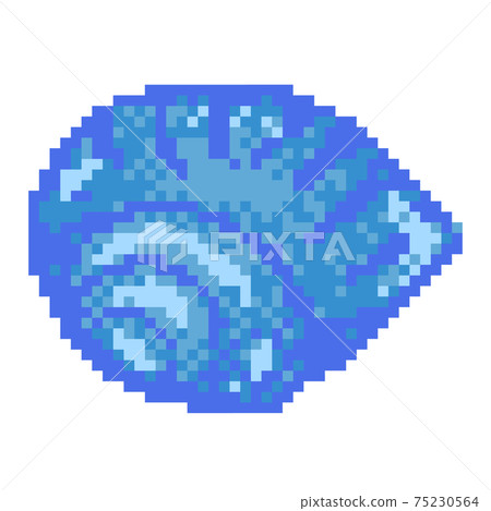 Moon snail shell pixel art blue icon. Retro gaming scallop, clam or mussel shell vector illustration. 8 bit sea blue Moon snail swirling shell on white background. Moon snail shell pixel art blue icon. Retro gaming scallop, clam or mussel shell vector illustration. 8 bit sea blue Moon snail swirling shell on white background. 75230564