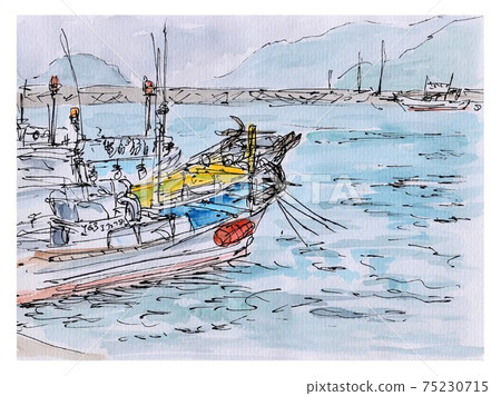 Rough sketch at the fishing port Rough sketch at the fishing port 75230715