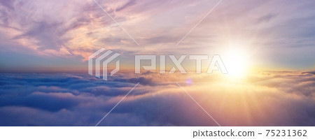 Beautiful sunrise cloudy sky from aerial view 75231362