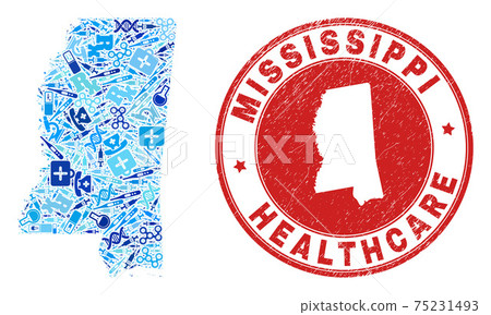 Medicare Treatment Mosaic Mississippi State Map and Watermark Healtcare Watermaek 75231493