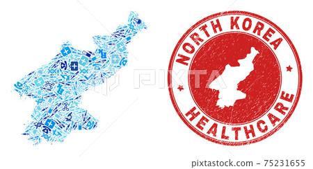 Health Care Vaccine Mosaic North Korea Map and Rubber Health Care Seal Health Care Vaccine Mosaic North Korea Map and Rubber Health Care Seal 75231655