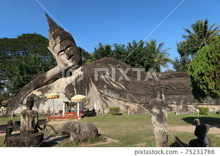Sleeping Buddha in Buddha Park, Laos Sleeping Buddha in Buddha Park, Laos 75231766