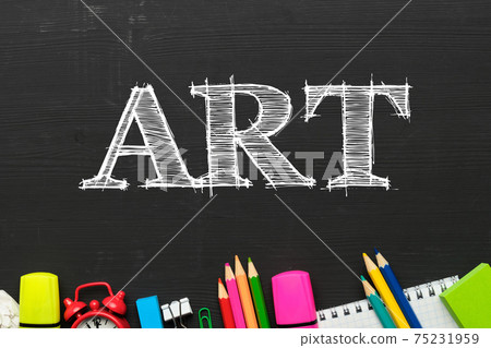 Concept for educational program for teaching art with top view Concept for educational program for teaching art with top view 75231959