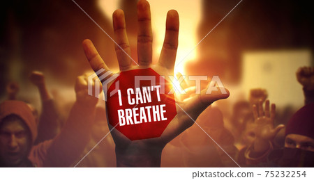 I Can't Breathe - Crowd of Diverse People on Demonstration. 75232254