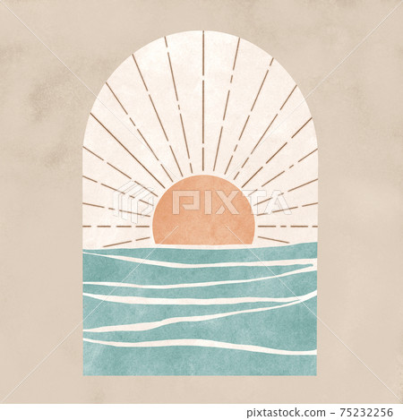 Contemporary aesthetic art with Sun, sea, window 75232256