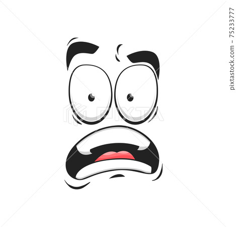 Black and White Scared Cartoon Funny Face with Panic Expression. Stock  Vector - Illustration of disappointed, emoji: 182684842