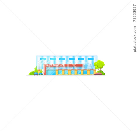 Supermarket building, grocery store mall icon Supermarket building, grocery store mall icon 75233937