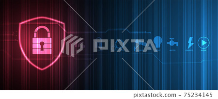 internet digital security technology concept for business background. Lock on circuit board internet digital security technology concept for business background. Lock on circuit board 75234145