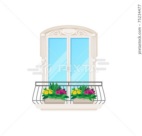 Balcony, house building apartments window and door 75234477