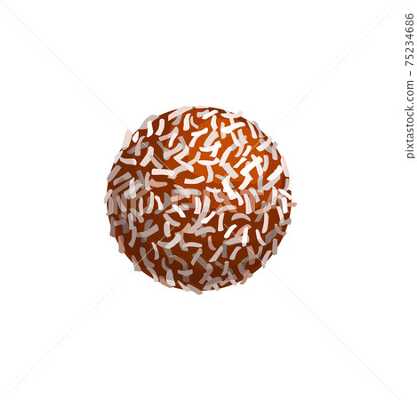 Chocolate candy, sweet dessert in coconut shavings Chocolate candy, sweet dessert in coconut shavings 75234686