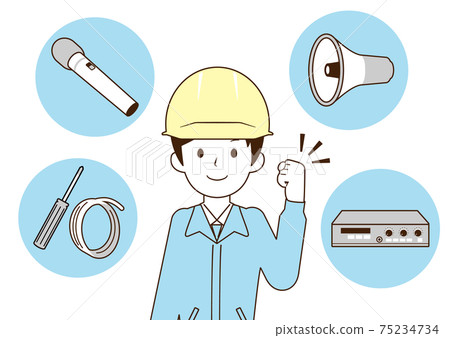 男工人解釋業務細節聲音設備建造簡單 75234734