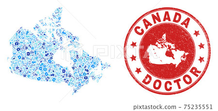 Medicine Inoculation Mosaic Canada Map and Grunge Health Care Seal Medicine Inoculation Mosaic Canada Map and Grunge Health Care Seal 75235551