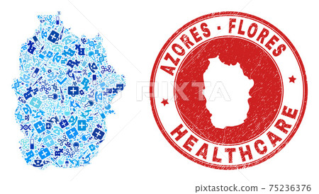 Health Care Dose Mosaic Flores Island of Azores Map and Grunge Health Care Rubber Stamp Health Care Dose Mosaic Flores Island of Azores Map and Grunge Health Care Rubber Stamp 75236376